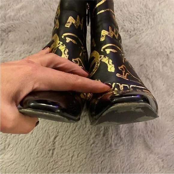 Chanel Black and Gold Ankle Boots, US7 - Picture 5 of 12